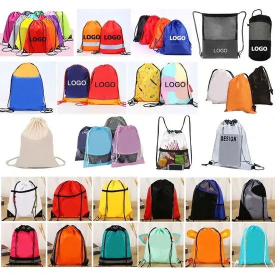 Factory Custom Promotional Drawstring Sports Nylon Polyester Bag - Image 6