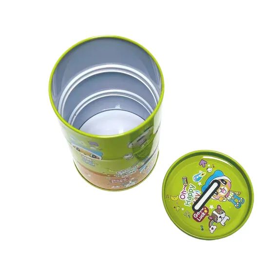 Factory Custom Tinplate Piggy Bank Jelly Candy Packaging Cylindrical Shape Metal Money Box Blank Tin Can Coin Bank for Child - Image 4