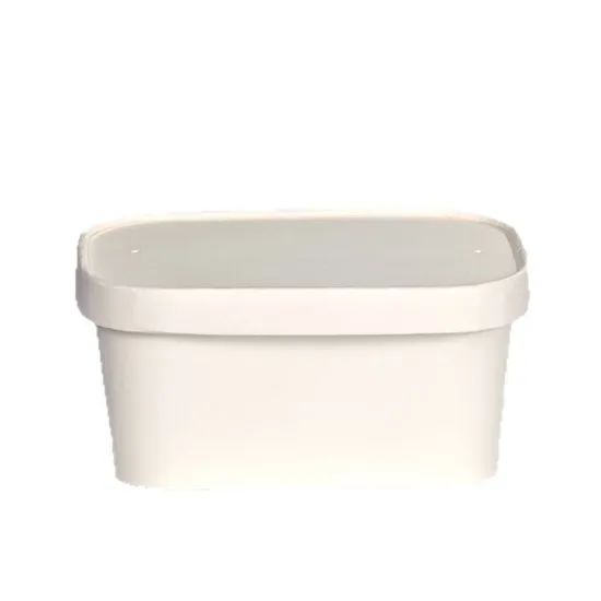 Rectangular Paper Bowl White Costom Logo Kraft Paper Bowl with Paper Lid - Image 5