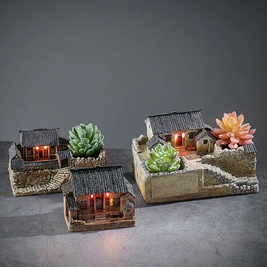 Miniature Farm Aquarium Landscape Resin Craft Waterproof with LED Light Home Decor - Image 6