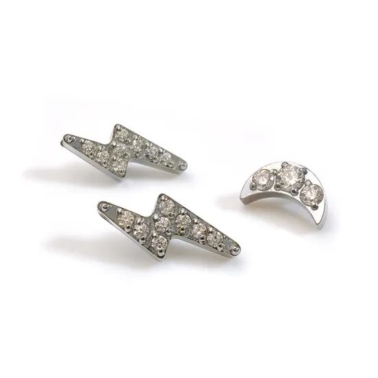 Wholesale Piercing Jewelry Lip Stud Ear Titanium Internal Thread Lip Piercing Moon Lightning Shape Labret Piercing - Image 4
