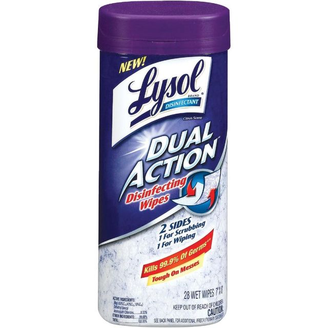 Lysol Dual Action Disinfectant Wipes, Multi-Surface Antibacterial Scrubbing Wipes, Dorm Room Essentials, Citrus Scent, 75ct (Pack of 4), Packaging May Vary - Image 5