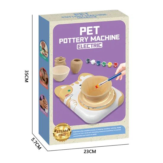 QS Children Arts Crafts DIY Toys Electric Hand Painted Clay Tool Interesting Kids Cartoon Pet 9 PCS Colorful Pottery Wheel Making Machine Toy - Image 6