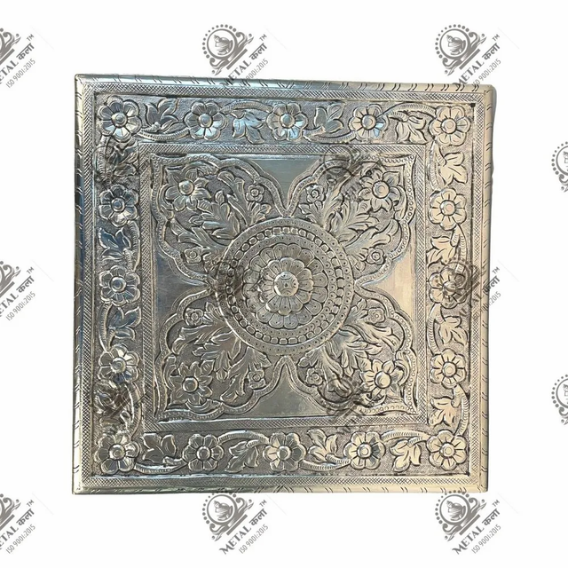 Silver Metal Kala Designer Brass Boxes, For Home Color Silver Weight 1200 gm Material Brass Width 7.5 Inch Height 3.5 - Image 2