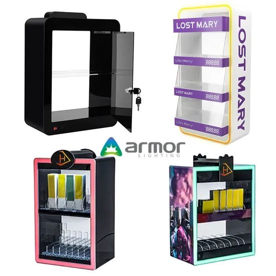 Factory Customized Acrylic Display Rack LED Light Electronic Atomizer Display Cabinet Cigar Accessories Display Stand with Lock - Image 4