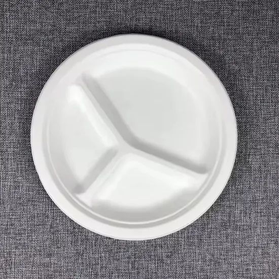 Pfas Free Biodegradable10" 3-Compartment Plates Disposable Paper Plates Lunch Trays - Image 5