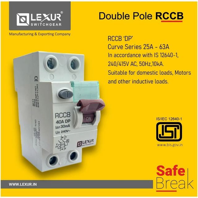 RCCB Double Pole Brand Lexur Voltage 240V Frequency 50Hz Number Of ...
