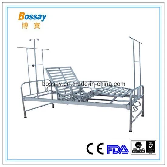 Ss Hospital Bed with Two Revolving Levers Origin China Condition New Folded Unfolded Trademark Bossay HS Code 94029000 Model NO. BS-728-1 - Image 1