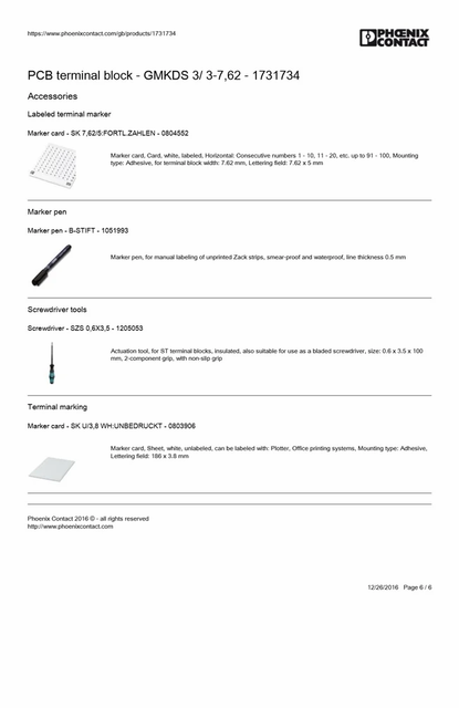 1731734    Fixed Terminal Blocks Color Green Series Gmkds Height 23 Mm Pitch 7.62 Mm Length 11.2 Mm Unit Weight: 6.57 g Unit Weight 6.570 - Image 2