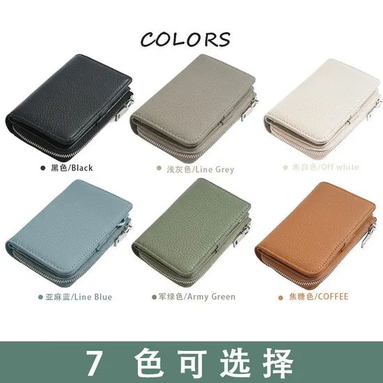 Key Wallets Ladies Litchi Pattern Cowhide Leather Mini Wallet Slim Multi Functional - Image 6