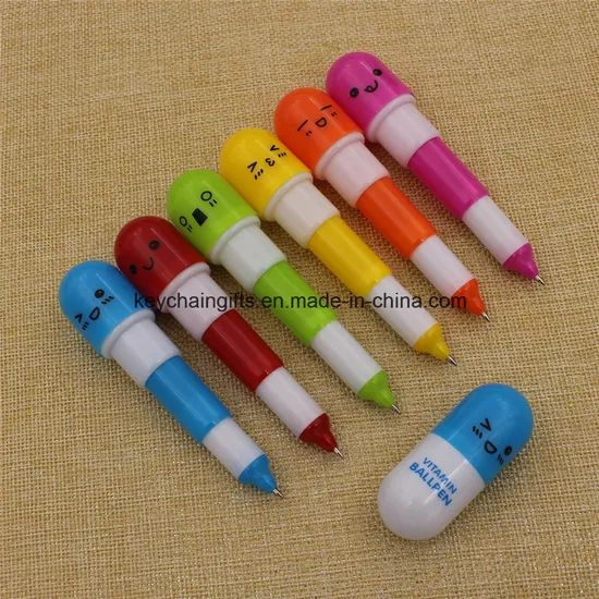 Promotional Custom Plastic Retractable Pill Ball Point Pen Color Black Size 58*24mm MOQ 1000piece Net Weight 7.1g Origin Guangdong - Image 3
