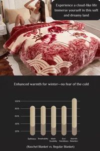 Letter Pattern Print Raschel Blanket Double Sided Bedspread Soft Warm Throw - Image 4