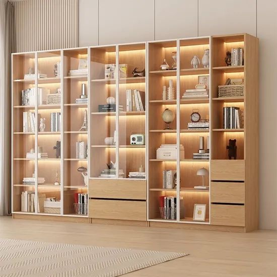 Stylish High Capacity Glass-Front Bookcases for Modern Storage - Image 3
