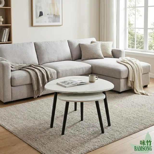 2Pcs Nesting End CoffeeTables Heavy Duty Legs Matte White Surface Eco Friendly Bulk Wholesale Decor Side Tables - Image 5
