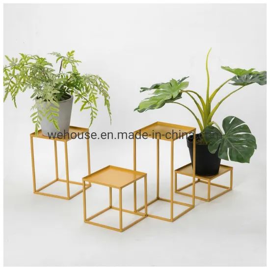 Display Rack Tall Indoor Outdoor Gold Metal Vases Stand Plant Stand - Image 5