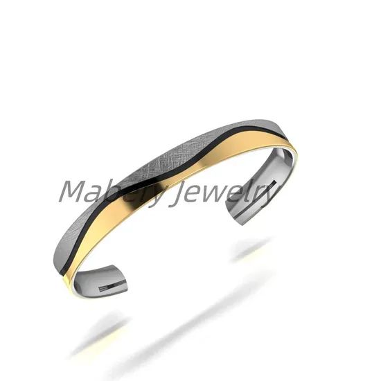 Unique Titanium Bangle with Stunning Wood Inlay Artistry - Image 3