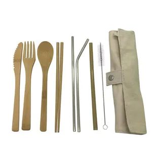 Complete Bamboo Dining Set: Knife, Fork, Spoon, and More Origin China Color Bicolor Packaging Customized Feature Eco-Friendly - Image 2