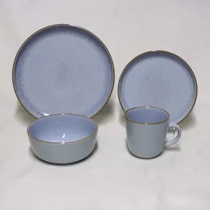 16PCS Stoneware Dinner Set Ceramic Tableware Light Gray Color - Image 6