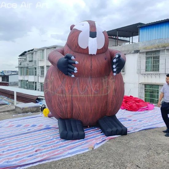 Giant Wood-Grain Inflatable Beaver with Lights for Outdoor Tourism Spot ...