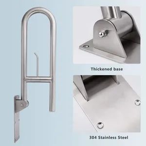 Safety Rails Grab Bar Toilet Handrails Hand Grips Handle Sample Free OEM Welcome Length 750mm Color Silver Folded Folded - Image 2