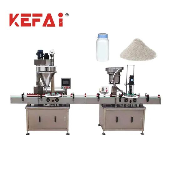 Kefai China Factory Vertical New Linear Auger Screw Food Protein Bottle Coffee Milk Can Tea Dry Powder Spice Weighing Dosing Filling Capping Packaging Machine - Image 2