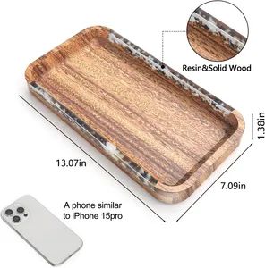 Versatile Acacia Wood Serving Tray with Customized Resin Patterns - Image 3