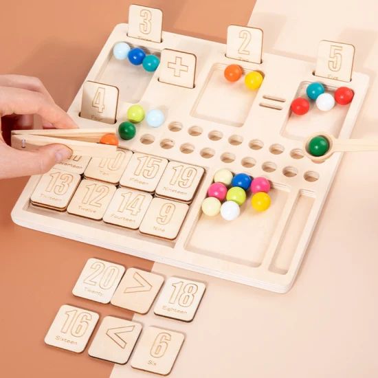 Wooden Peg Beads Boards Educational Toys Math Learning Building Blocks - Image 1