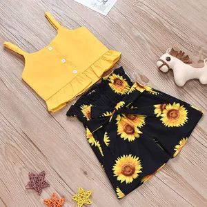 Toddler Baby Girls Top Romper Jumpsuit Sunflower Shorts with Bowknot Esg11824 - Image 4
