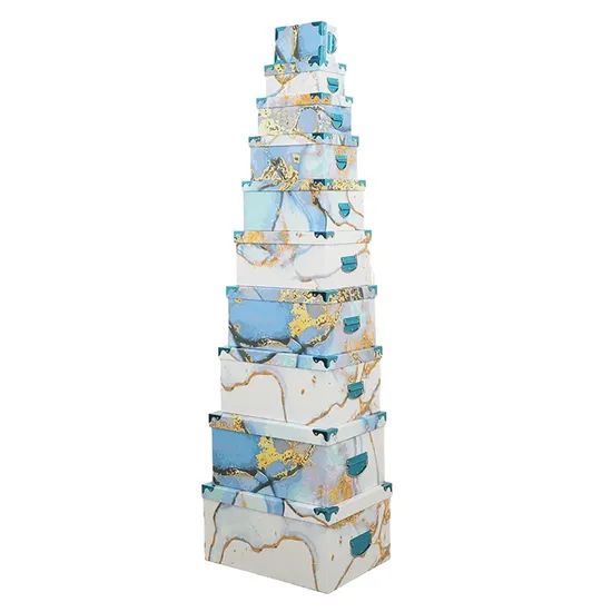 Customized Christmas Ten-Piece Set of Marble-Patterned Gift Storage Boxes - Image 1