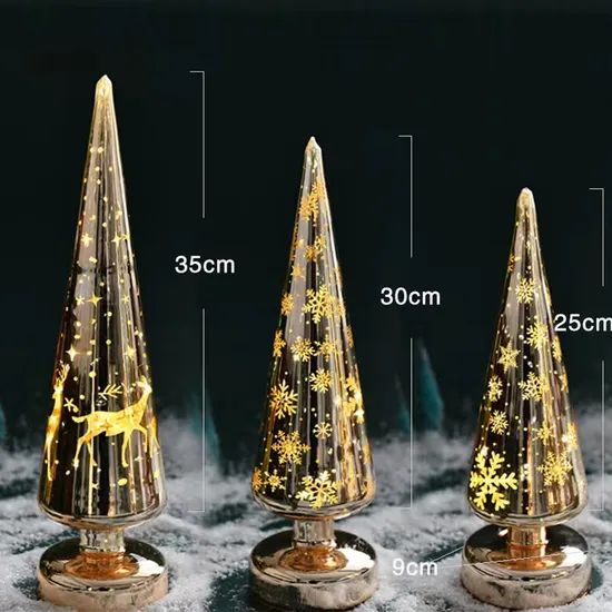 New Product LED Lighted Table Glass Christmas Tree Decorations for Home - Image 4