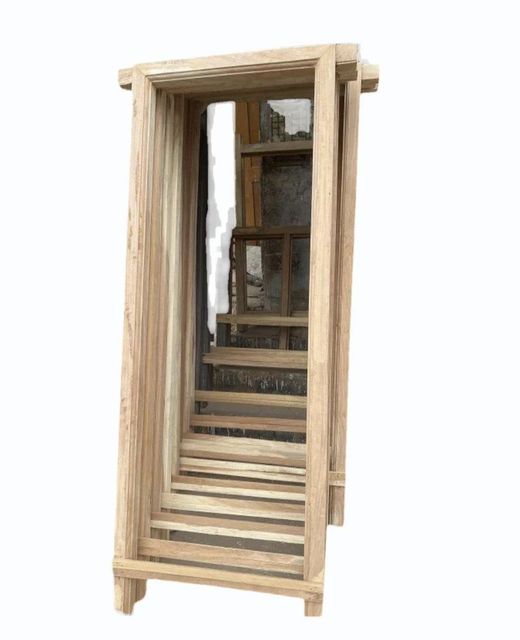 Wooden Chaukhat And Windows Wood Type A Color Brown Height 7 Feet Wood Species Sal Finish Door Farem Shape Rectangular I Deal In New - Image 1