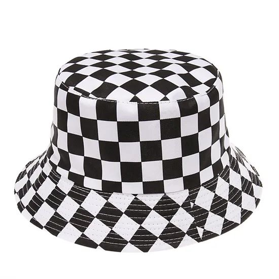 Comfortable Reversible Bucket Hats Checkboard Printing - Image 2