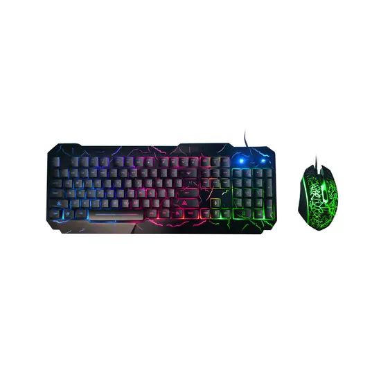 China Factory Cheapest Colored Crack Panel Keyboard Wired Gaming Keyboard and Mouse - Image 1