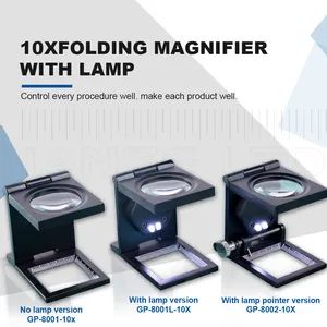 LED-Illuminated Magnifying Glass 10X for Screen Printing N.W 98g Color Black Origin China Handle Metal Shape Rectangle Lens Diameter 28mm - Image 3