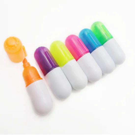 Promotional Custom Logo Mini Multi Color Pill Shaped Highlighter Marker Pen - Image 3