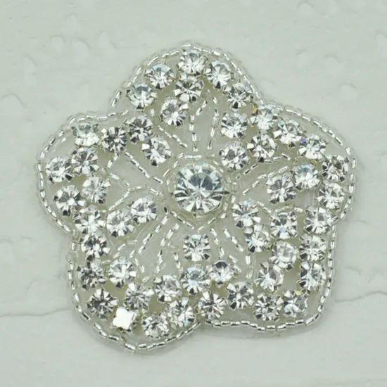 Fashion Iron on Flower Crystal Rhinestone Appliques Wedding Accessories - Image 1