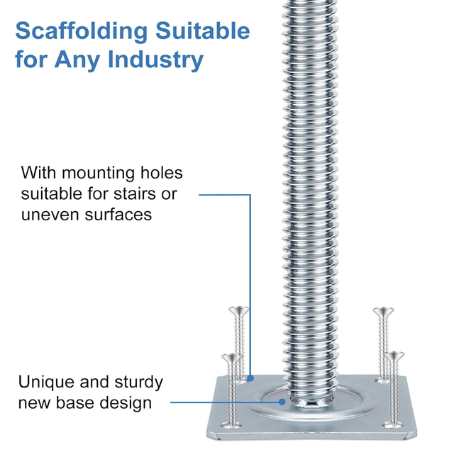 18" Scaffold Adjustable Leveling-Jack Parts - Yzzwer Galvanized Solid Threaded Rod Scaffolding Feet for Baker Style Scaffolding 4 Pack - Image 3