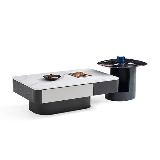 Eco-Friendly Marble-Top Coffee Tea Table with Storage for Miscellaneous Items - Image 3
