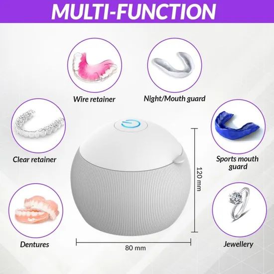 Portable Ultrasonic Cleaning Machine Heating and Drying Denture UV Ultrasonic Cleaner Retainer Machine for Jewelry Ring Diamond - Image 4