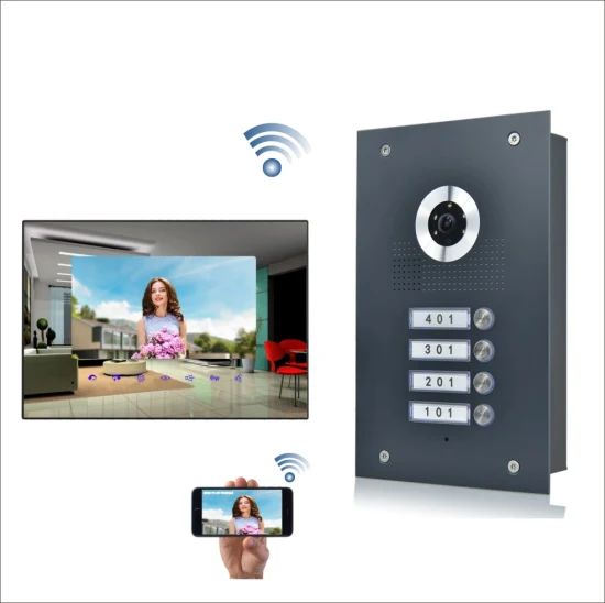 Stainless Steel Wireless Video Intercom, 4 Wires WiFi Video Doorphone 4 Users - Image 1