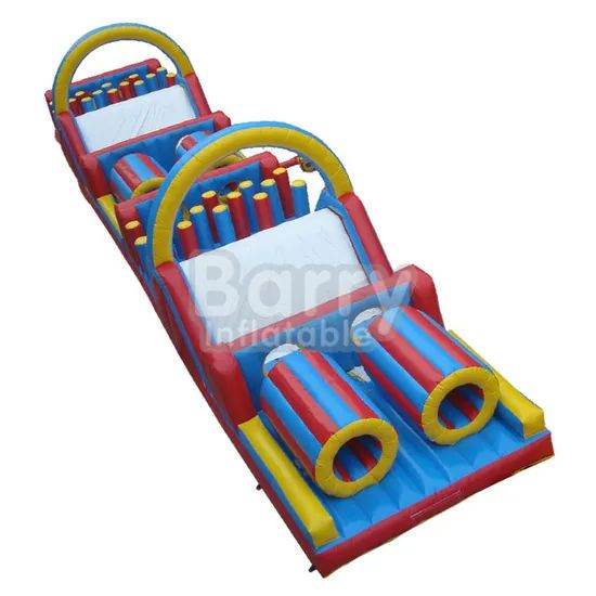 Competitive Racing Track Dual Lane Inflatable Obstacle Course with Tunnel for Parties - Image 1