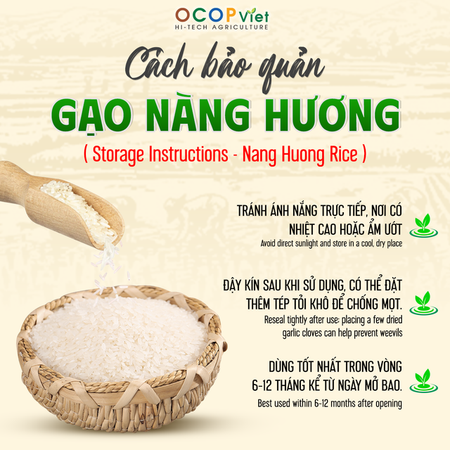 Nang Huong Rice Packaging Details PP Brand Name OCOP Viet Place of Origin - Image 3