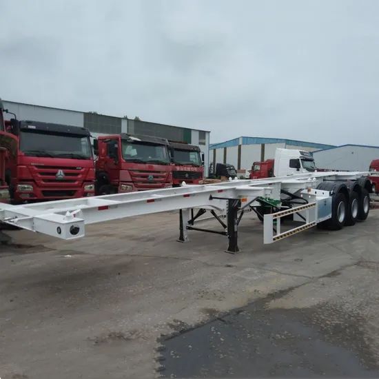 Durable 3-Axle 20FT 40FT Shipping Chassis Semi Trailer Tread 1820mm Shape Flatbed Condition New Material Steel Origin - Image 2