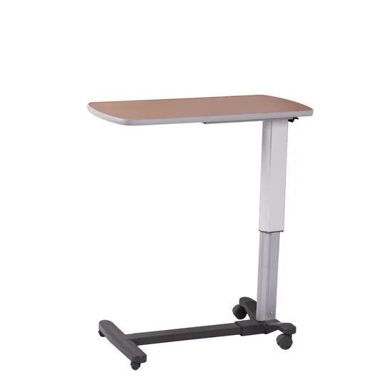 Hospital Bedside Dining Table with Casters Adjustable Height Wooden Overbed Table Price - Image 4