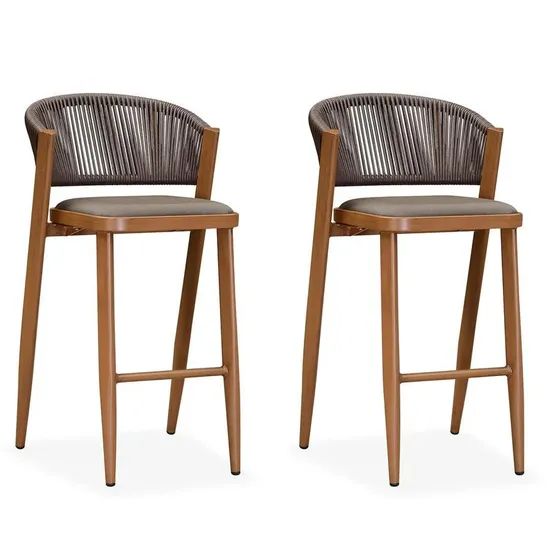 Bar Stool Rope High Bar Chair for Coffee Shop Home Kitchen Chairs - Image 1