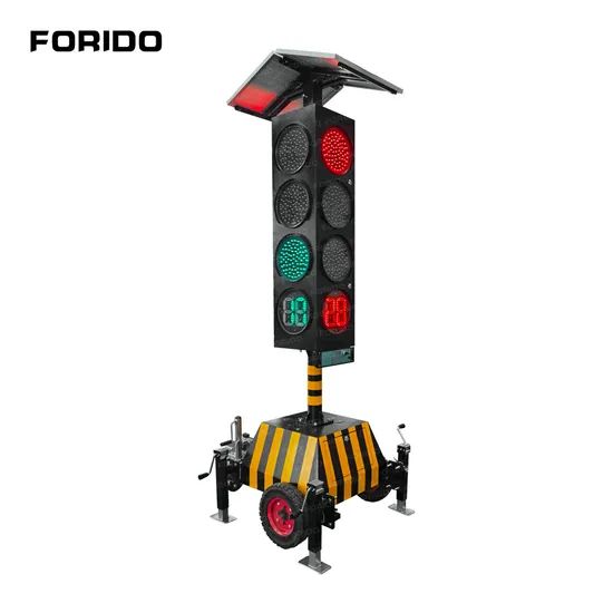 Solar-Powered Mobile Traffic Signal Light, Light-Emitting Diode Portable LED Traffic Light - Image 2