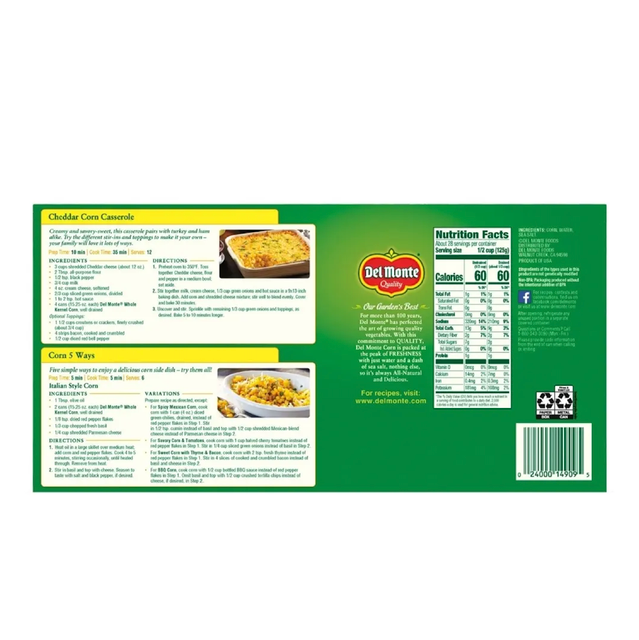 Premium Canned Corn Del Monte Golden Sweet Whole Kernel Corn 432g Cans For Sale - Image 5