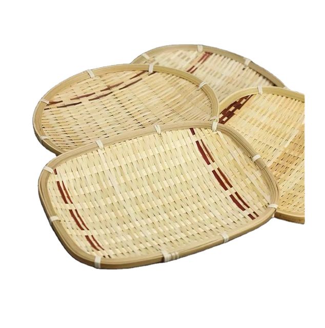 Vietnam handicraft wicker rattan basket - Bamboo Woven Round Basket Tray Rustic for storage fruit food container home party - Image 4