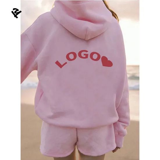 Custom Womens Long Sleeve Hoodie and High Waist Shorts Two Piece Set - Image 3