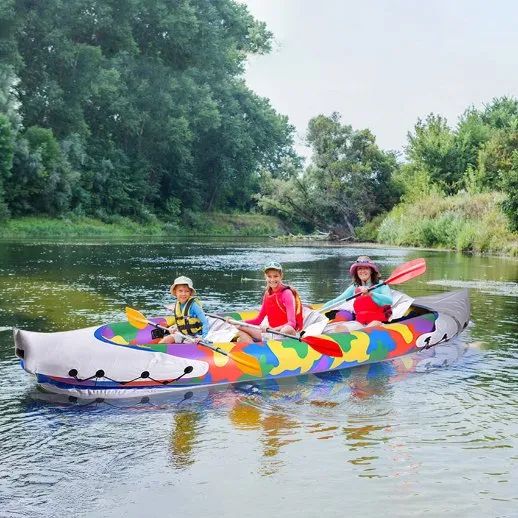 Inflatable Toy Canoe Inflatable Fishing Kayak for 3 Person Using - Image 3